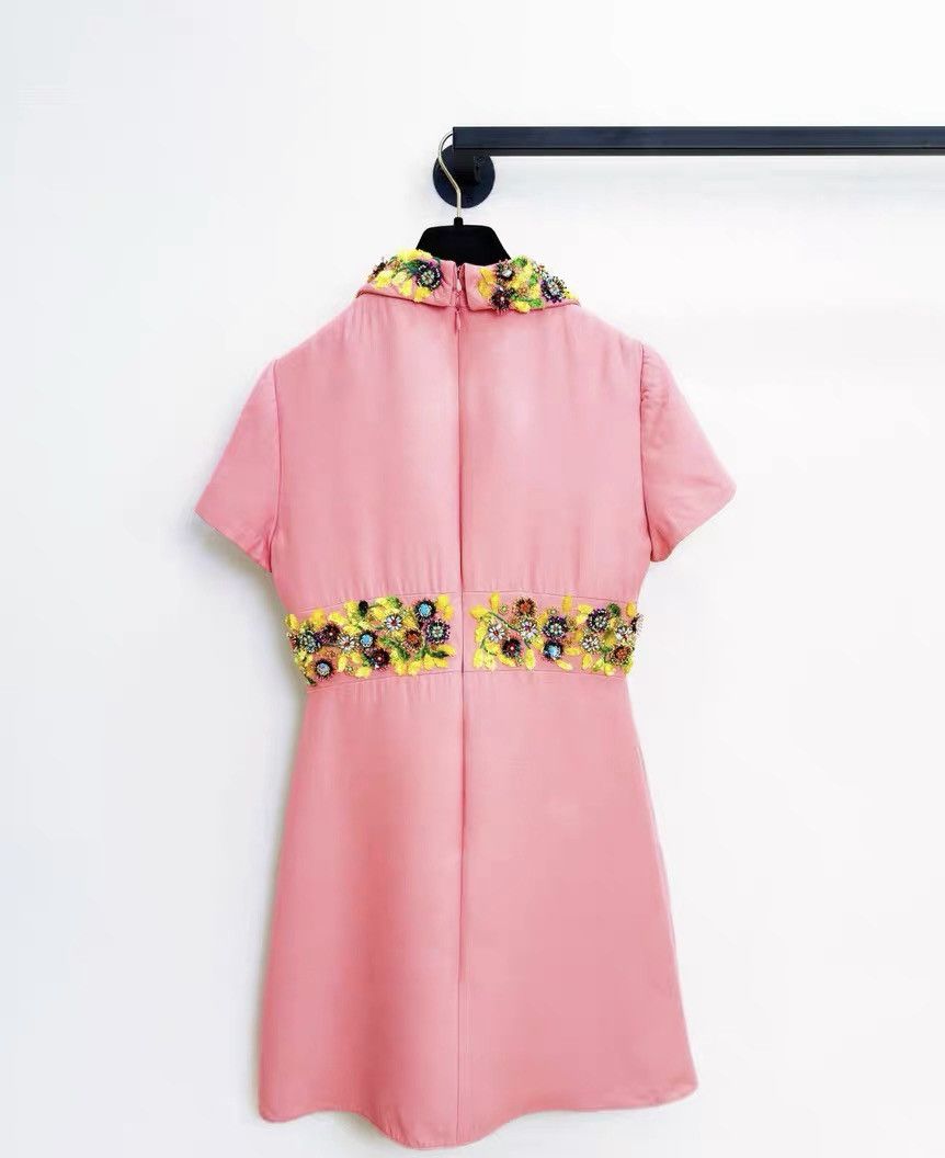 Valentino Valentino pink silk floral dress Size L / US 10 / IT 46 - 2 Thumbnail