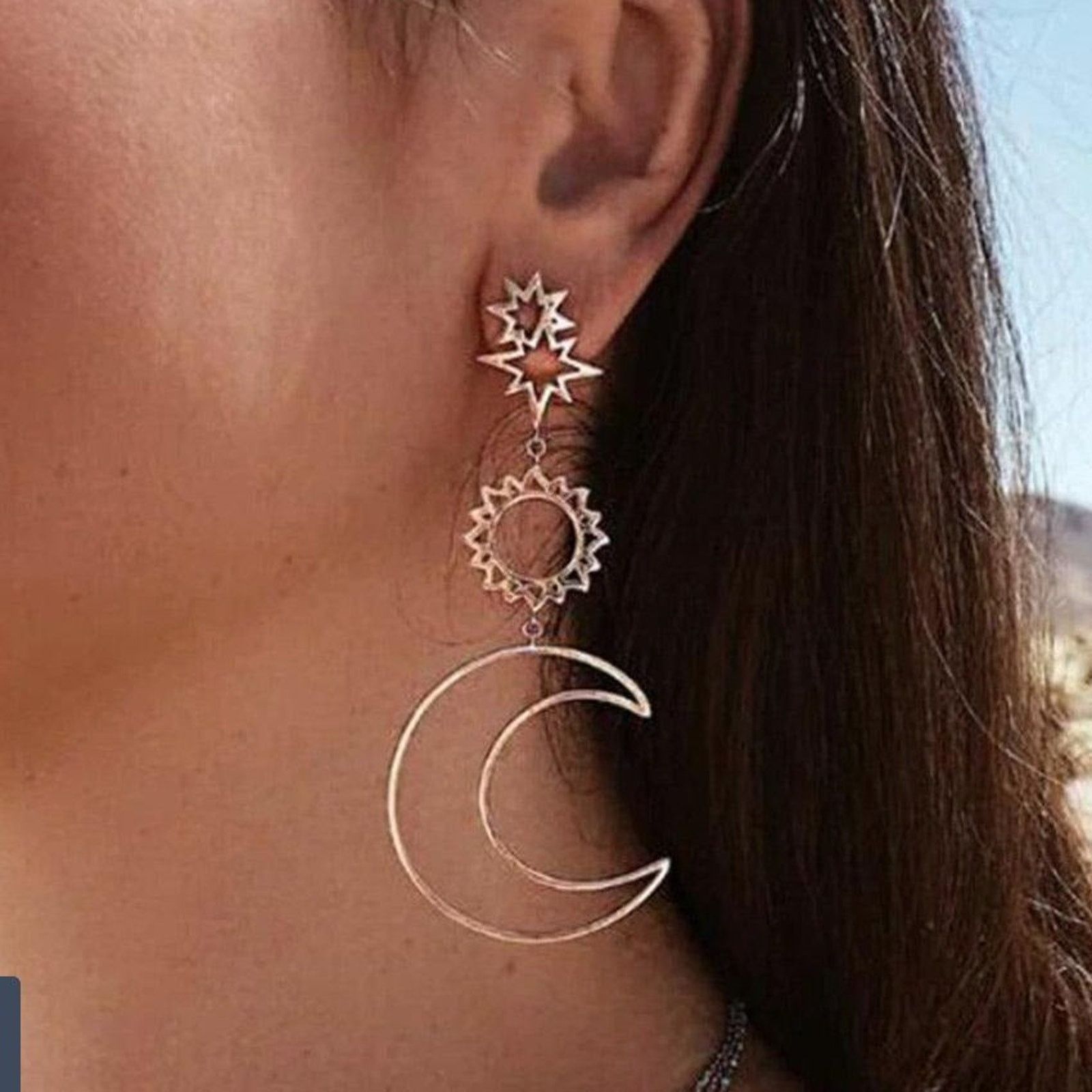 Other Shivani Gold Sun/Moon Drop Earrings Size ONE SIZE - 2 Thumbnail