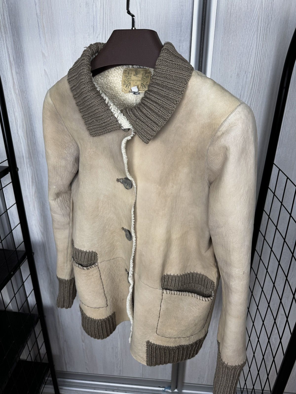 Other Nigel Preston & Knight beige distressed shearling jacket Size L / US 10 / IT 46 - 8 Thumbnail