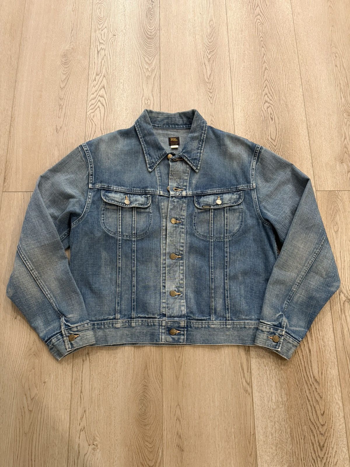 RRL Ralph Lauren Leeland Indigo Denim Trucker Jacket Size US XL / EU 56 / 4 - 1 Thumbnail