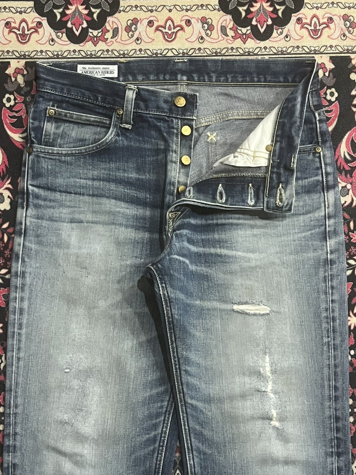 Vintage Vintage Lee Riders Blue Faded Distressed Straight Leg Jeans Size US 30 / EU 46 - 5 Thumbnail