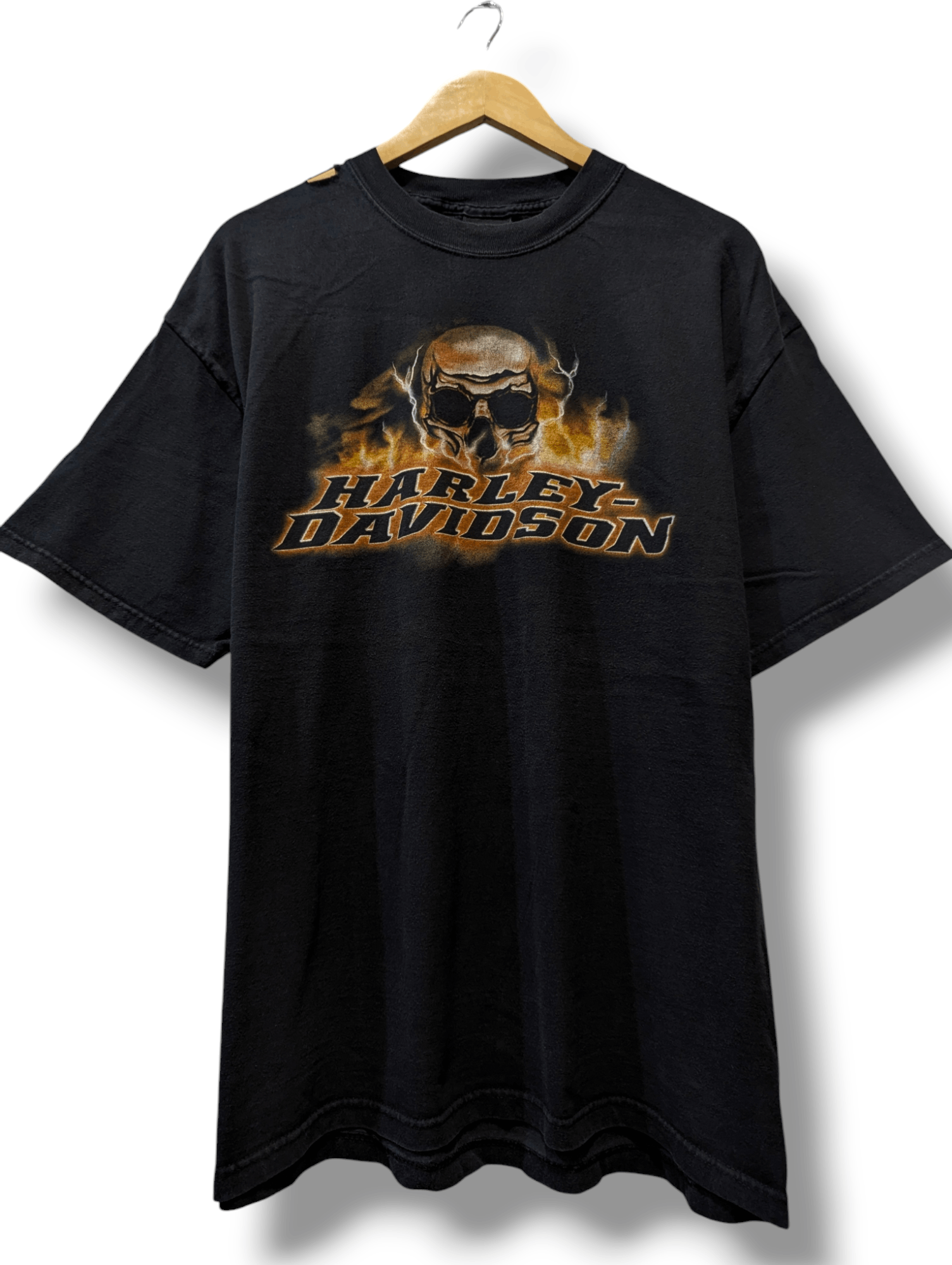 VINTAGE HARLEY DAVIDSON SKULL FLAME LOGO T-SHIRT
