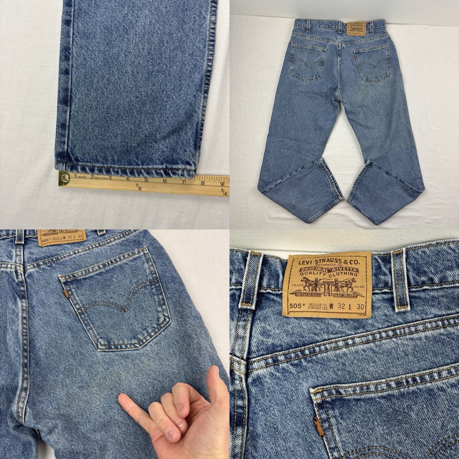 Levi's VINTAGE Levi's 505 Jeans Adult 32x30 Orange Tab Regular Straight Leg Denim 90s Mens Jeans Size US 32 / EU 48 - 9 Thumbnail