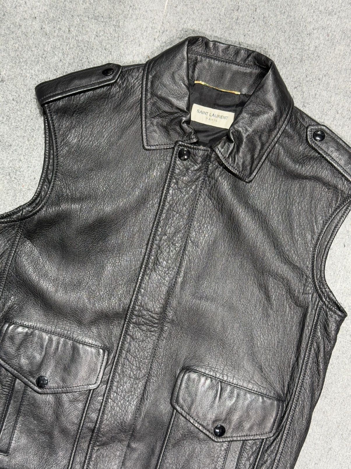 Hedi Slimane × Saint Laurent Paris AW15 Unseen Saint Laurent - Hedi Slimane - Leather Vest Size US S / EU 44-46 / 1 - 4 Thumbnail