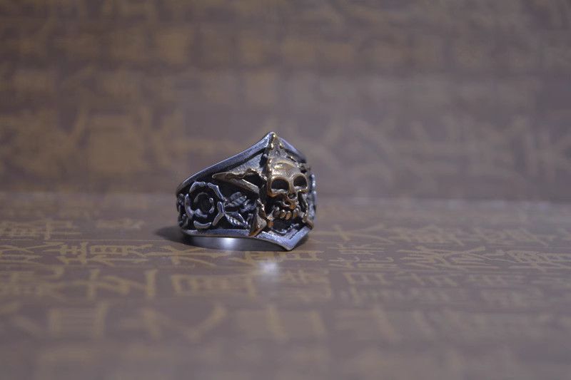 Jewelry Skull Hip-hop Jewelry Rings Open Chrome Ring (Size 7-13) Size ONE SIZE - 3 Thumbnail