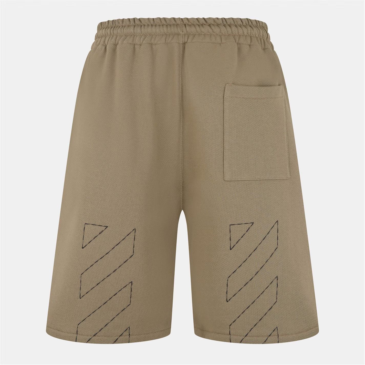 Off-White o1g2r1mq0326 Fleece Relaxed Fit Jogger Shorts in Beige Size US 32 / EU 48 - 2 Thumbnail