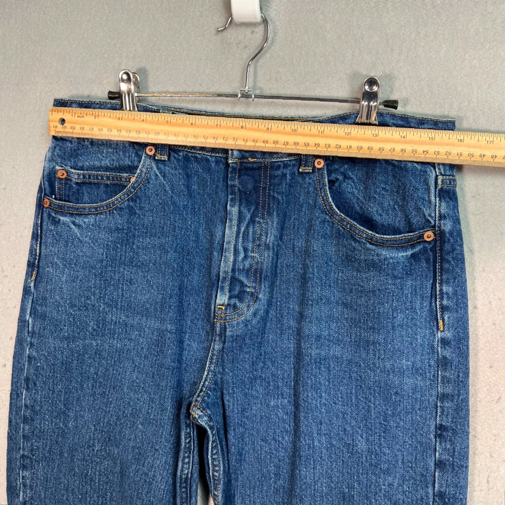 Asos ASOS Denim Jeans Womens Size 30 x 32 Blue Frayed Split Hem Jeans Womens Size 30 Blue Denim Straight High Rise Size 30" / US 8 / IT 44 - 5 Thumbnail