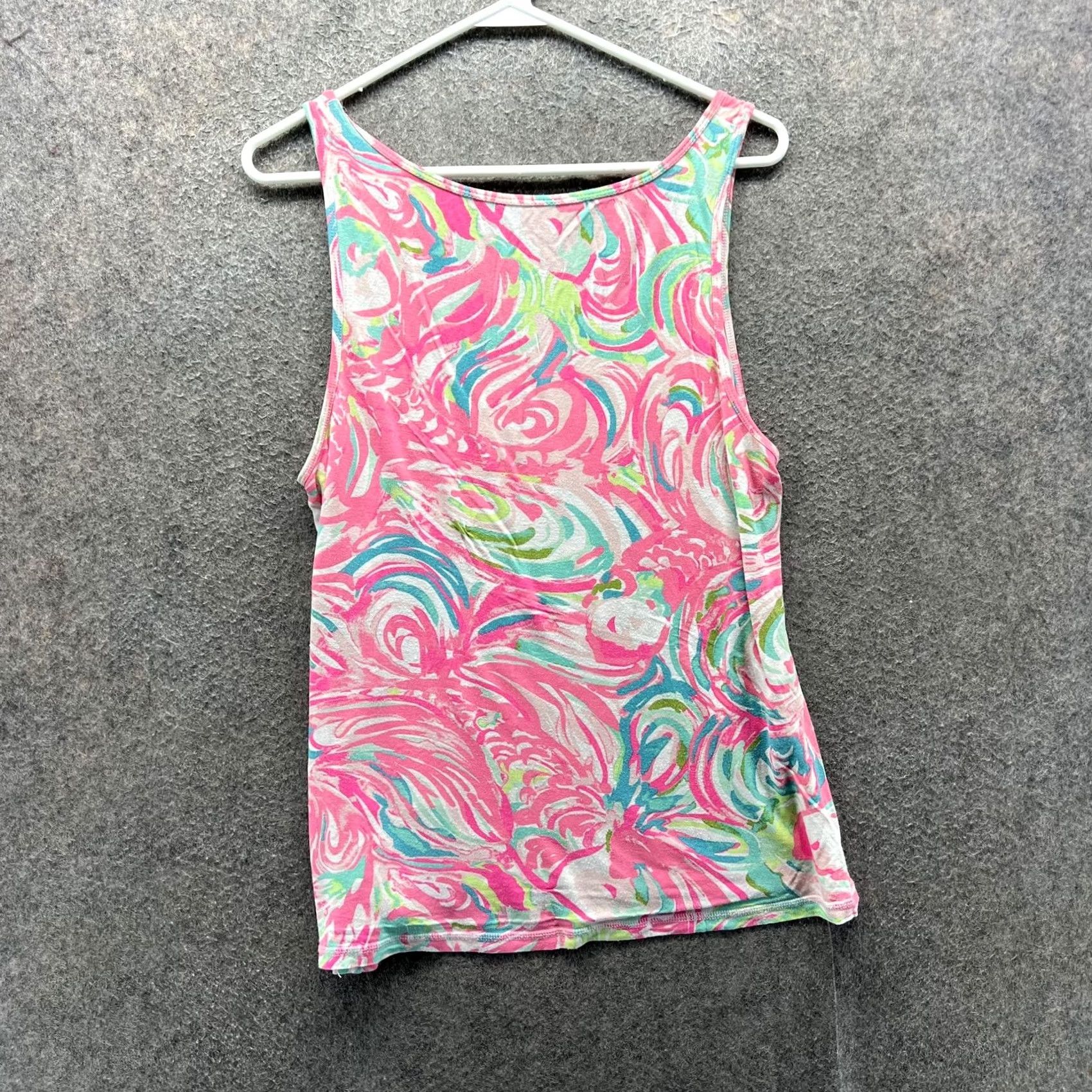 Lilly Pulitzer Lilly Pulitzer Tank Top Womens Large Pink Geometric Scoop Neck Jersey Print Size L / US 10 / IT 46 - 7 Thumbnail