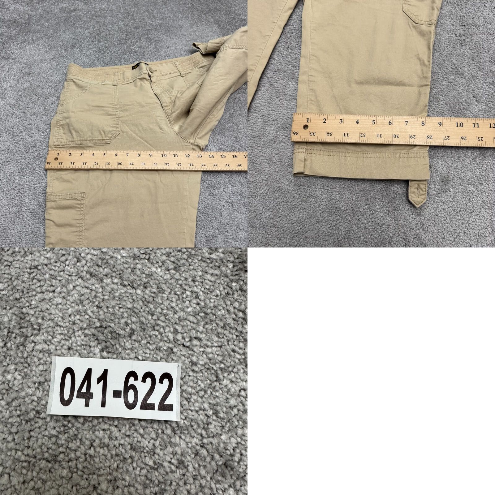 Lee Lee Cargo Capri Cropped Pants Womens Medium Khaki Cotton Relaxed Fit Size 32" / US 10 / IT 46 - 9 Thumbnail