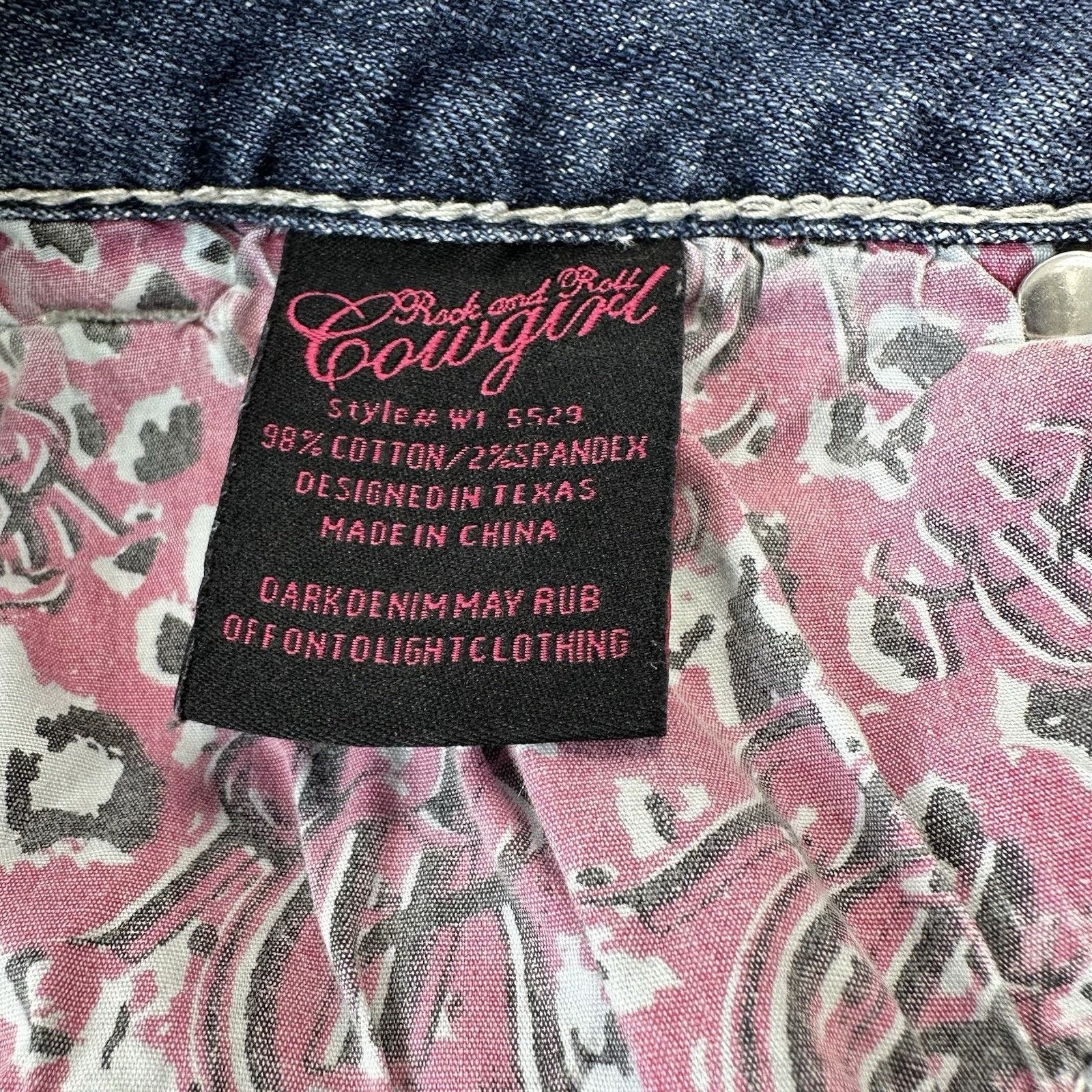 Other Rock & Roll Cowgirl Jeans Womens 32x34 Studded Silver Stitch Size 32" / US 10 / IT 46 - 11 Thumbnail