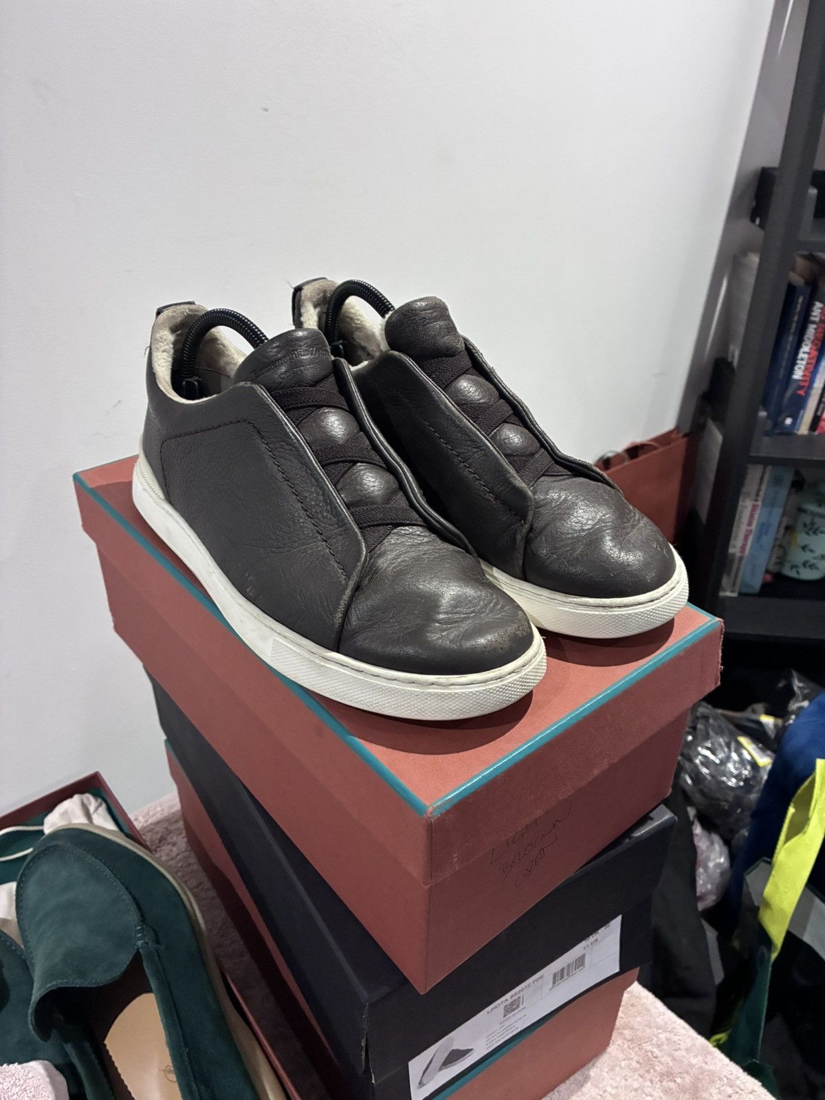 Loro Piana Zegna brown fur triple stitch uk 7.5 eu 41.5 Size US 8.5 / EU 41-42 - 1 Thumbnail