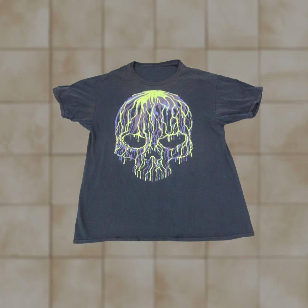 Vintage VINTAGE Skull Shirt Mens M Black Neon Drip Goth Punk Grunge 90s Y2K Military 90s Womens Mens Boys Girls Size US M / EU 48-50 / 2 - 1 Thumbnail