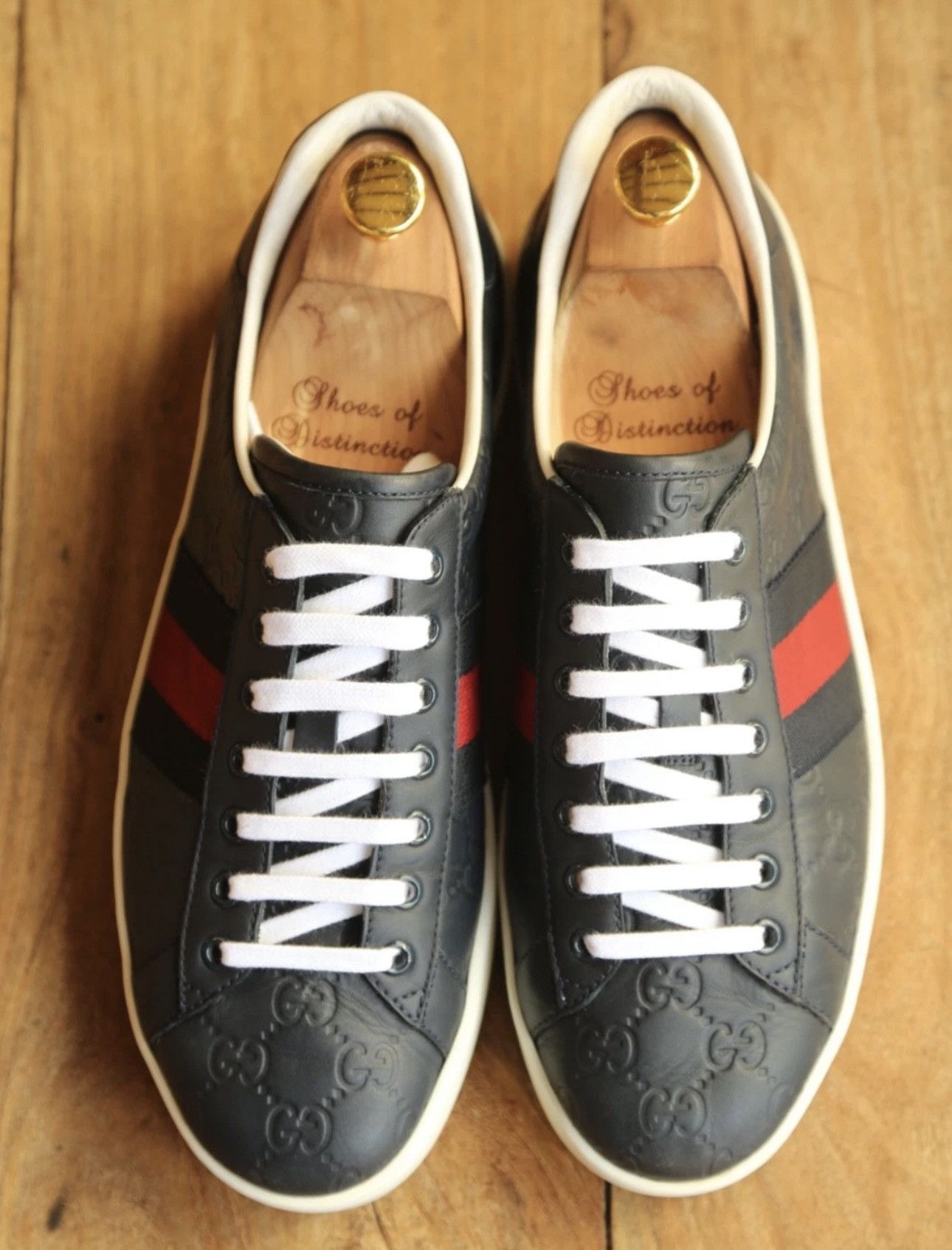 Gucci Gucci Ace Blue GG Monogram Leather Sneakers US9 EU42 UK8 Size US 9 / EU 42 - 3 Thumbnail