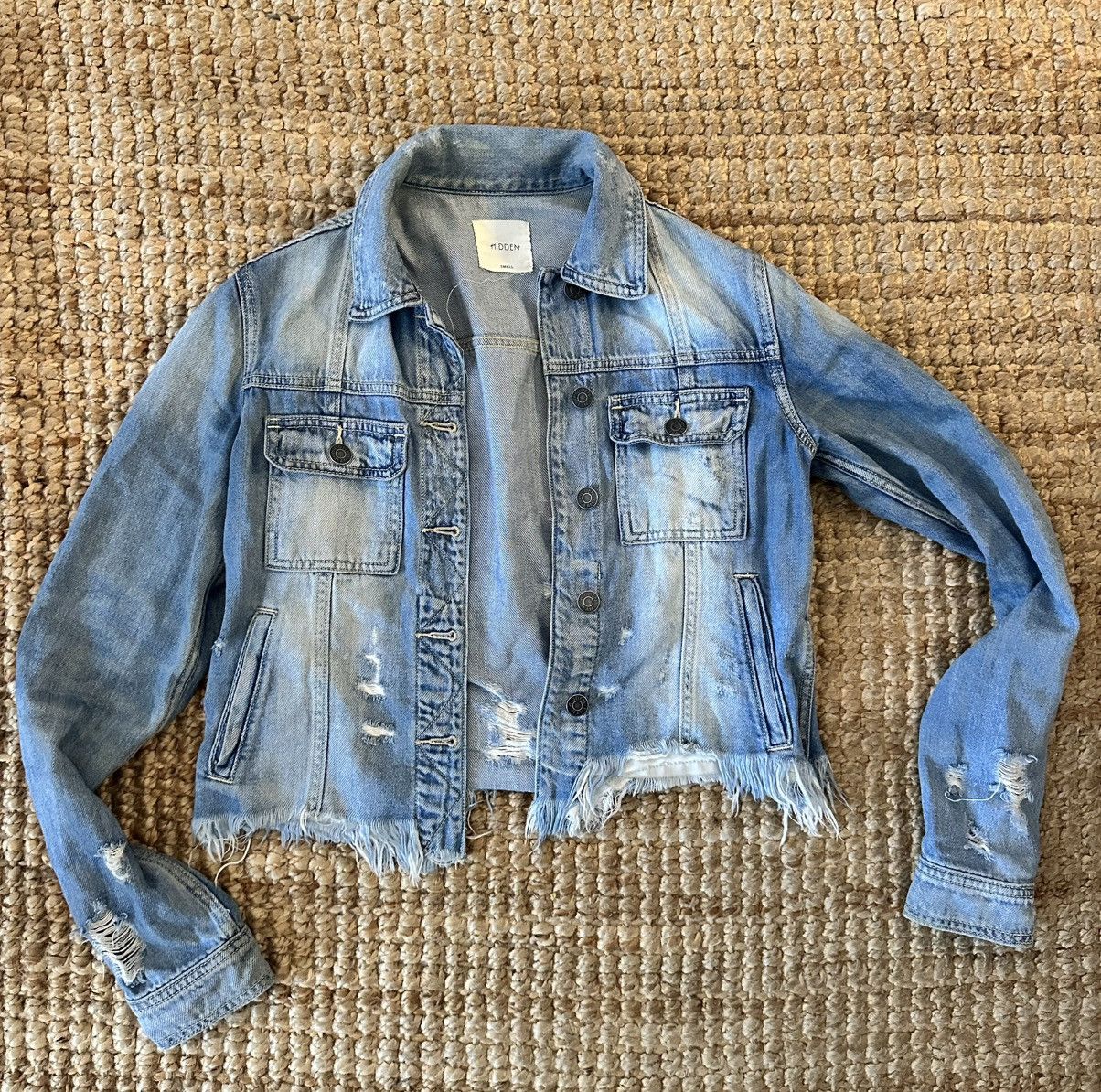 HIDDEN HIDDEN REBEL LIGHT WASH FRAYED DENIM JACKET SIZE S Size S / US 4 / IT 40 - 1 Thumbnail