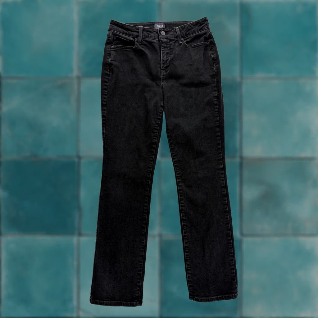 NYDJ NYDJ Marilyn Straight Jeans Womens Size 10 Black Mid Rise Stretch Shaping Size 32" / US 10 / IT 46 - 1 Thumbnail