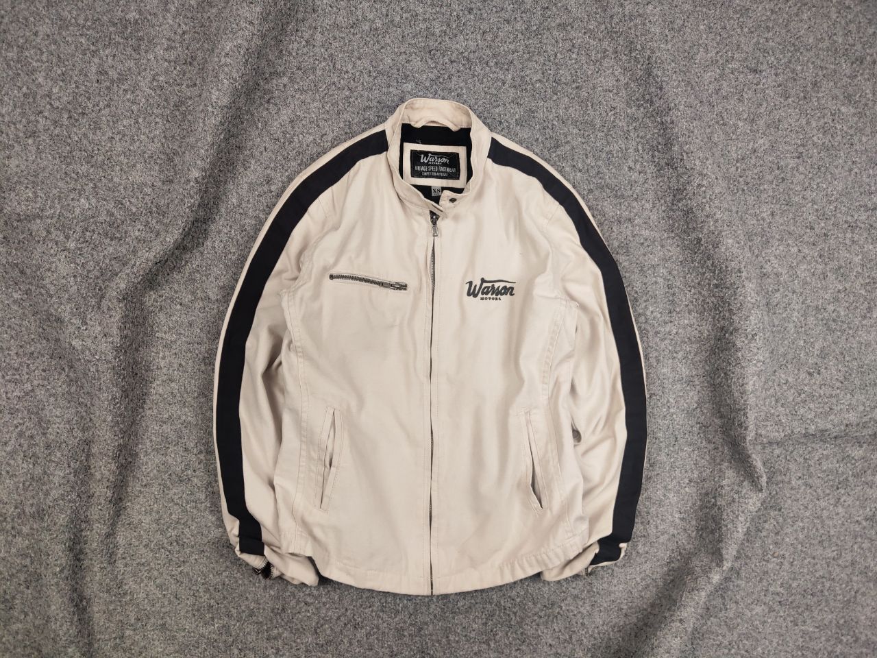 Japanese Brand Vintage Warson Motors Speed Racewear Beige canvas Jacket Size US S / EU 44-46 / 1 - 1 Thumbnail