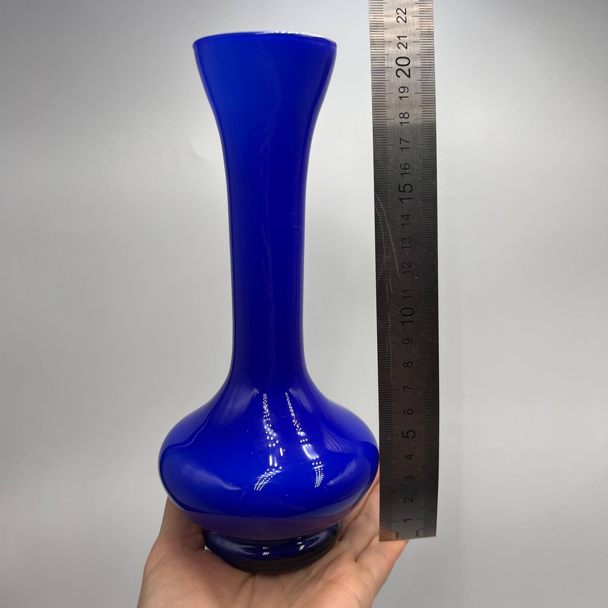 Vintage Vintage Cobalt Blue Glass Vase 21 cm – Ukrainian Art Glass Size ONE SIZE - 4 Thumbnail