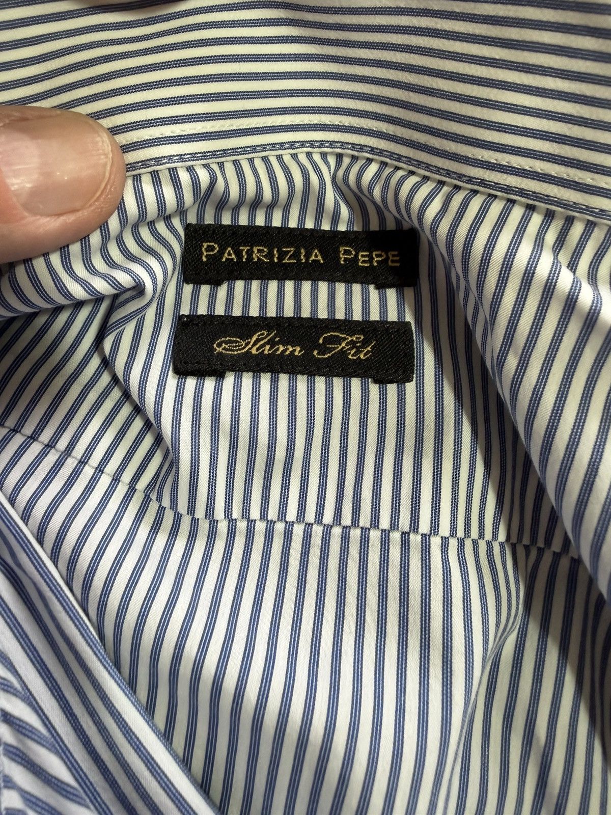 Patrizia Pepe Patrizia Pepe Blue and white Stripped Shirt Size US L / EU 52-54 / 3 - 4 Thumbnail