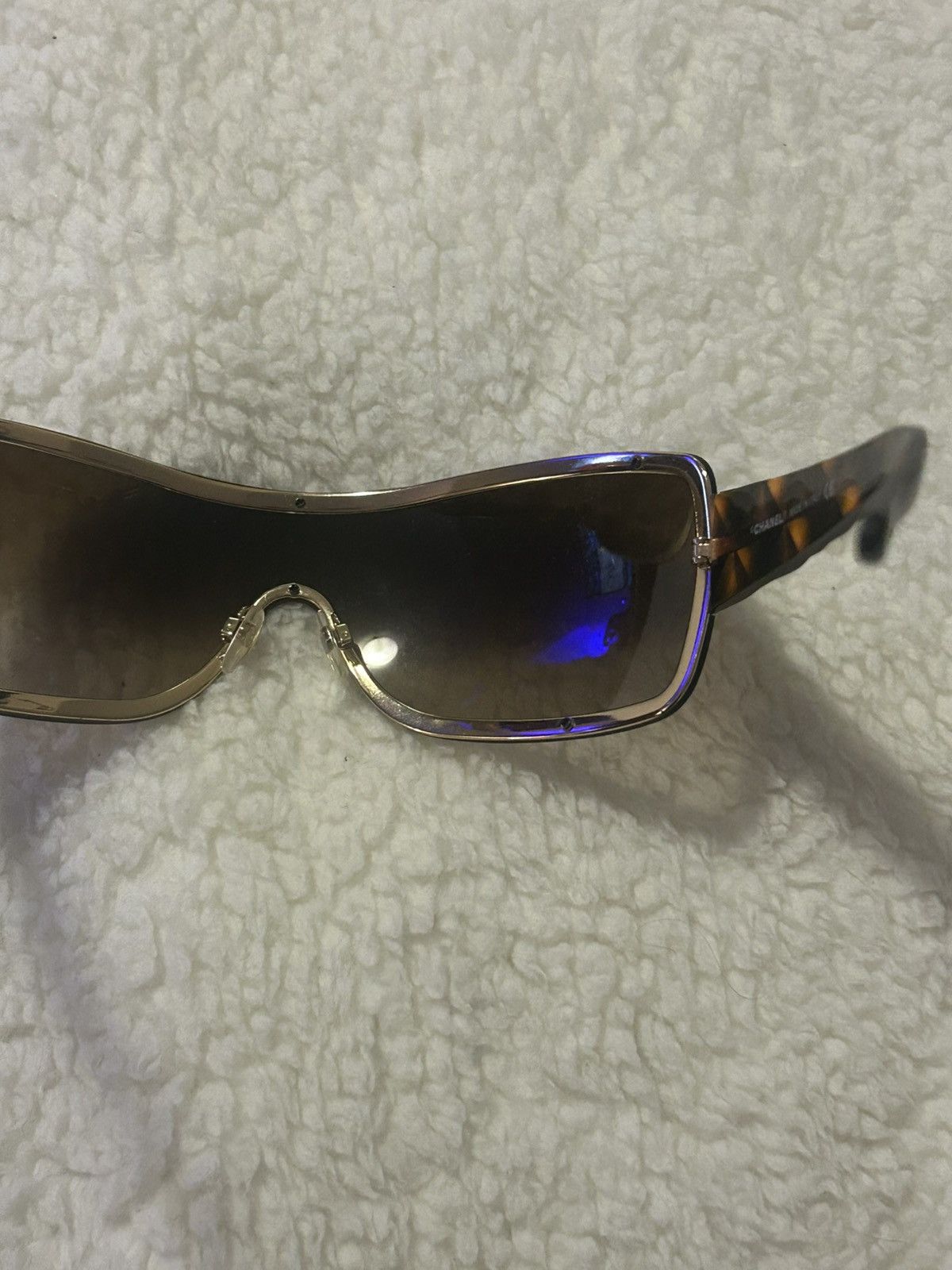 Chanel Chanel tortoise shell gold brown mask sunglasses vintage Size ONE SIZE - 6 Thumbnail