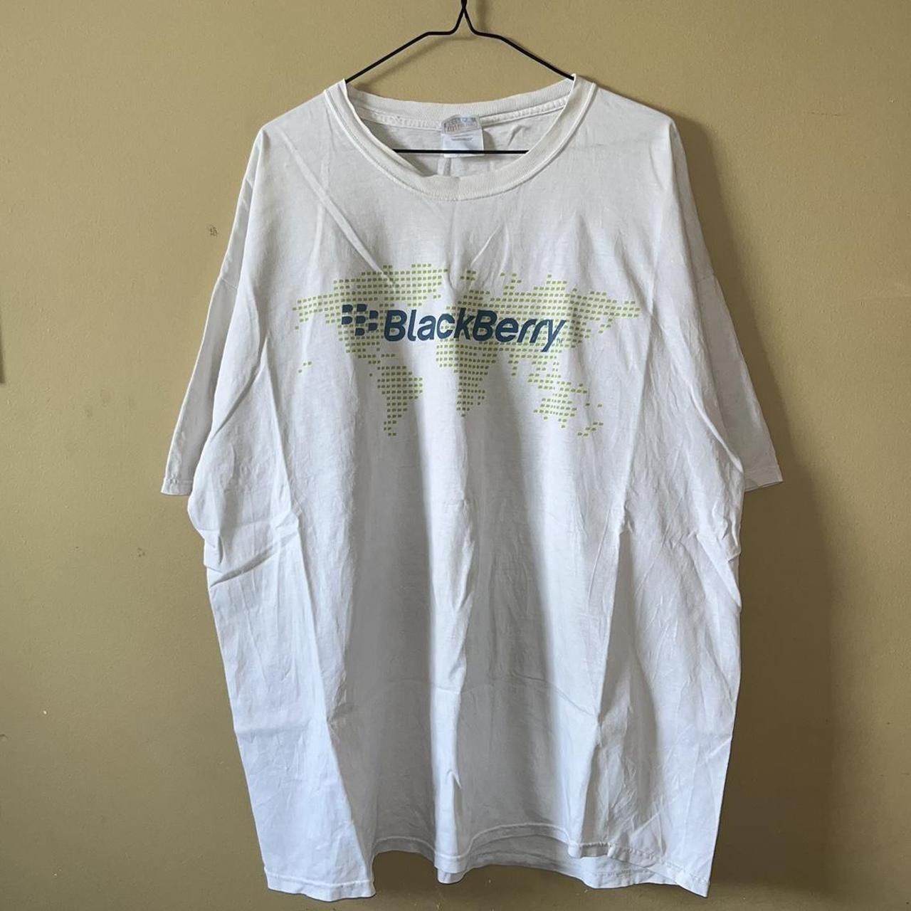 image of Future x Vintage Y2K 2000S Blackberry Digital Cell Phone Tech Promo Tee in White, Men's (Size 2XL)