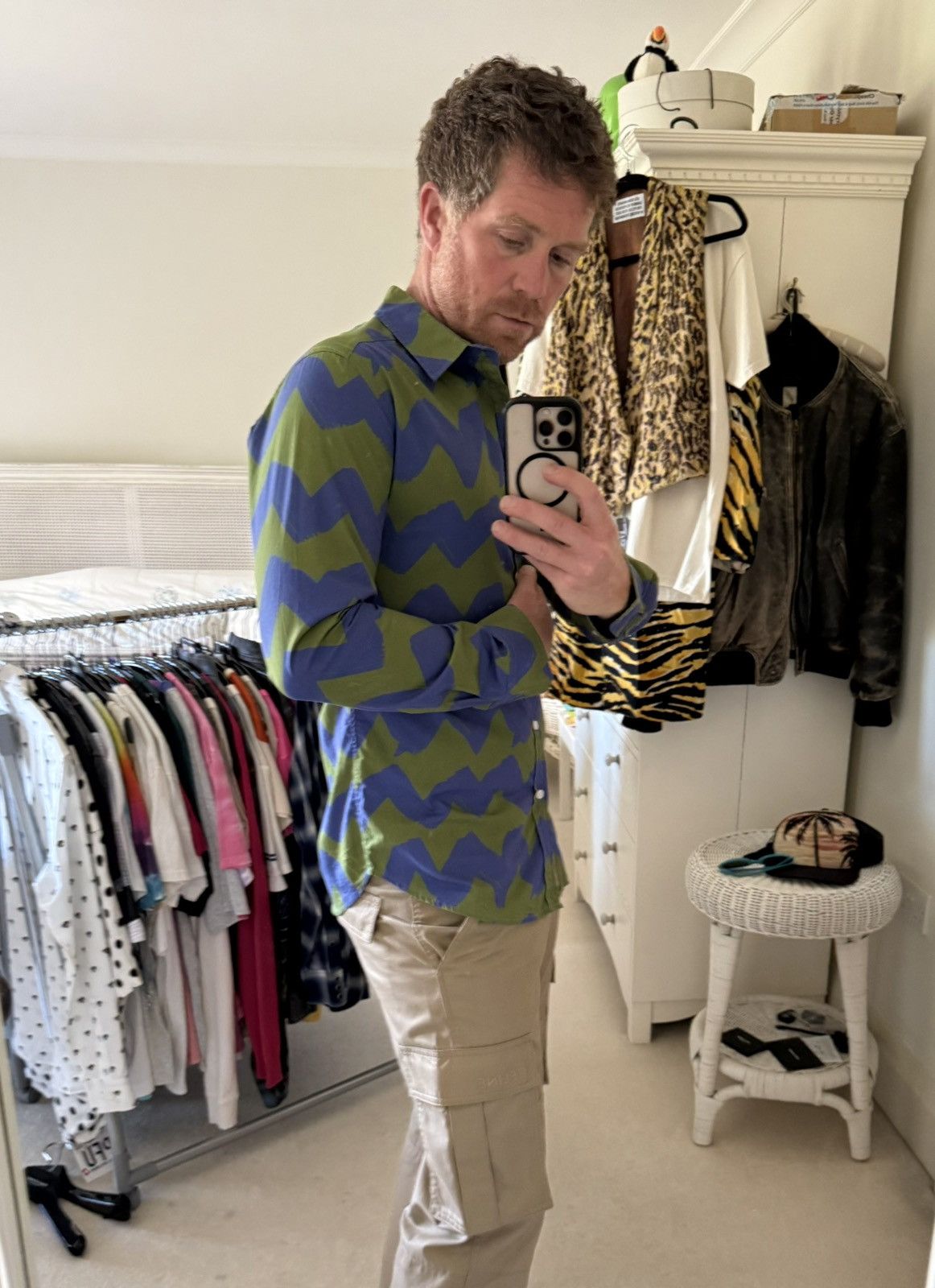 Band Of Outsiders Band of Outsiders blue green squiggle logo shirt Size US M / EU 48-50 / 2 - 7 Thumbnail