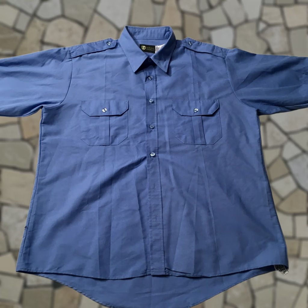 Vintage Horace Small Uniform Shirts XL Blue Short Sleeve Button-Up Men Regular Collar Distinctive Deput y Theme Law Enforcement Size US XL / EU 56 / 4 - 1 Thumbnail