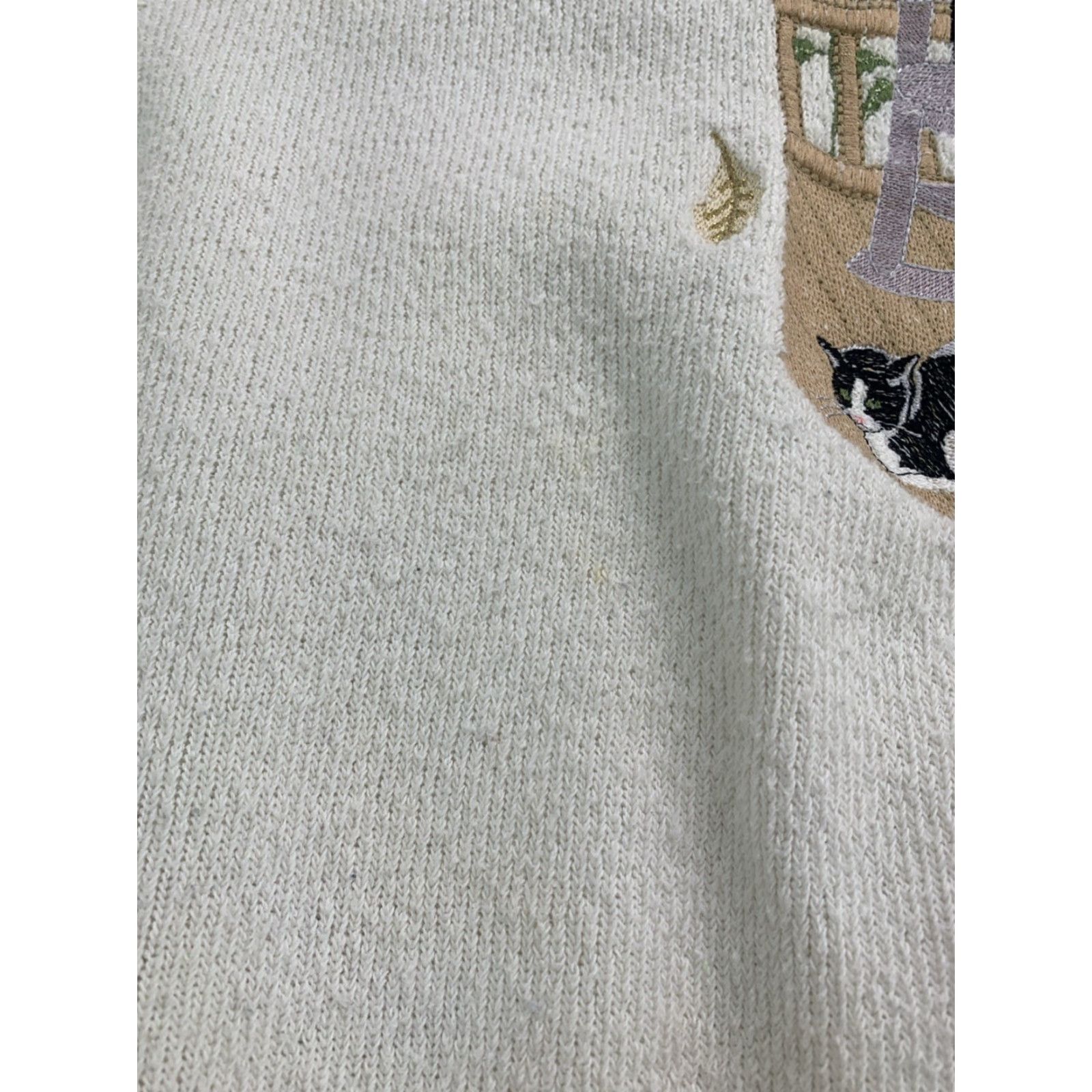 Vintage VINTAGE BonWorth Sweatshirt Cat Embroidered Grandma Collar Large Fall Autumn Knit Ivory Long Sleeve Pullover 90s Womens Size L / US 10 / IT 46 - 5 Thumbnail