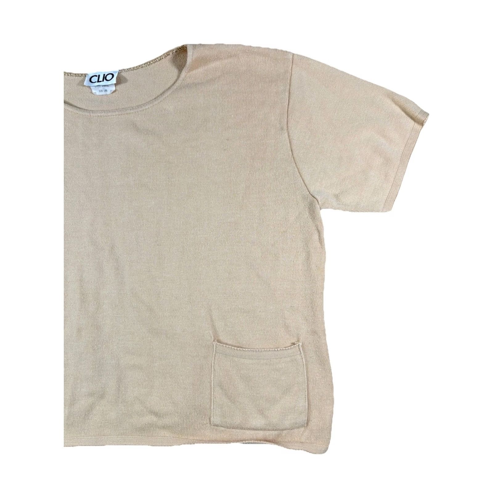 Vintage Vintage Clio Top Cotton Blend Yellow Short Sleeve Pocket Shirt • Large USA Made Size L / US 10 / IT 46 - 3 Thumbnail