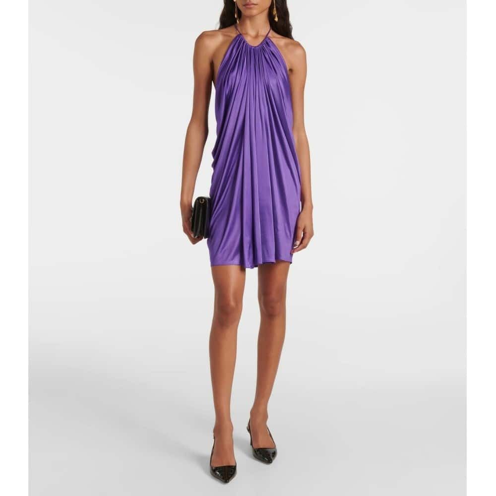 Tom Ford o1loc1c1225 ABJ828 Lustrous Jersey Evening Mini Dress Purple Size M / US 6-8 / IT 42-44 - 2 Thumbnail