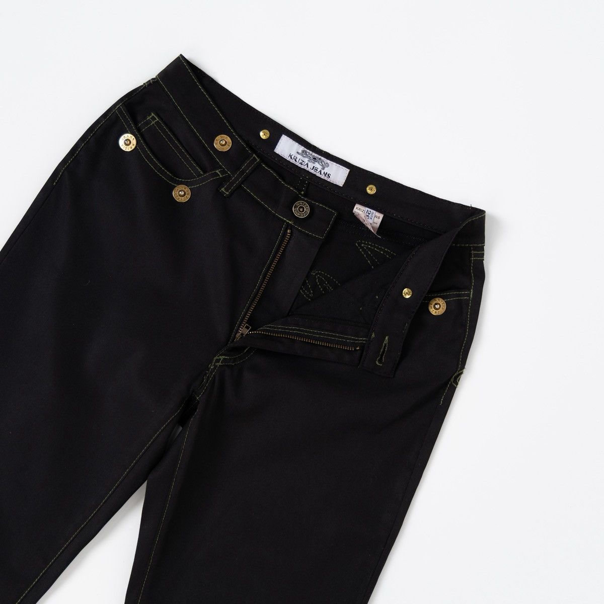 Krizia Krizia Jeans Womens Black Straight Leg Pants Gold Button Size 27" / US 4 / IT 40 - 3 Thumbnail