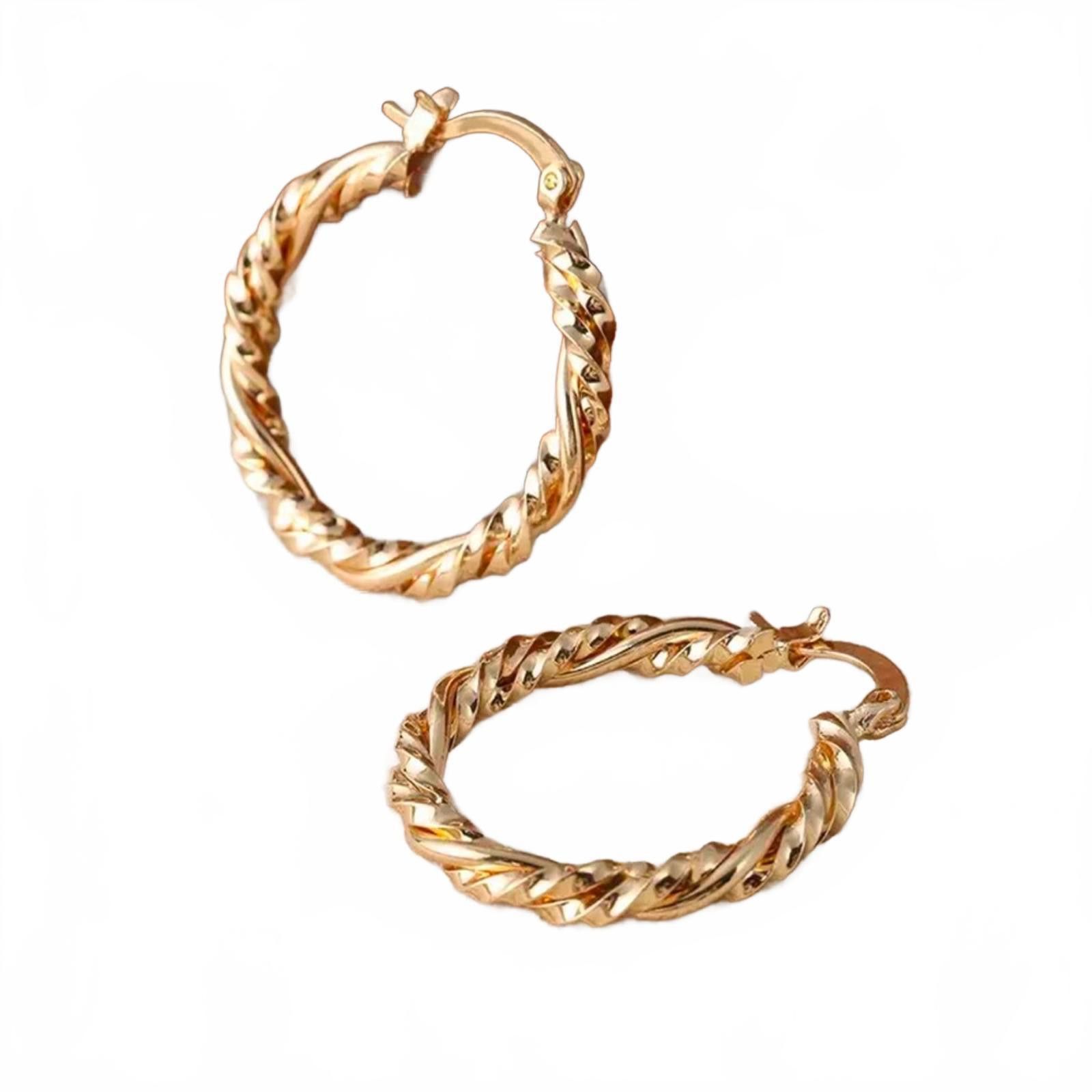 Designer Twisted Gold Hoop Earrings NWT Size ONE SIZE - 4 Thumbnail