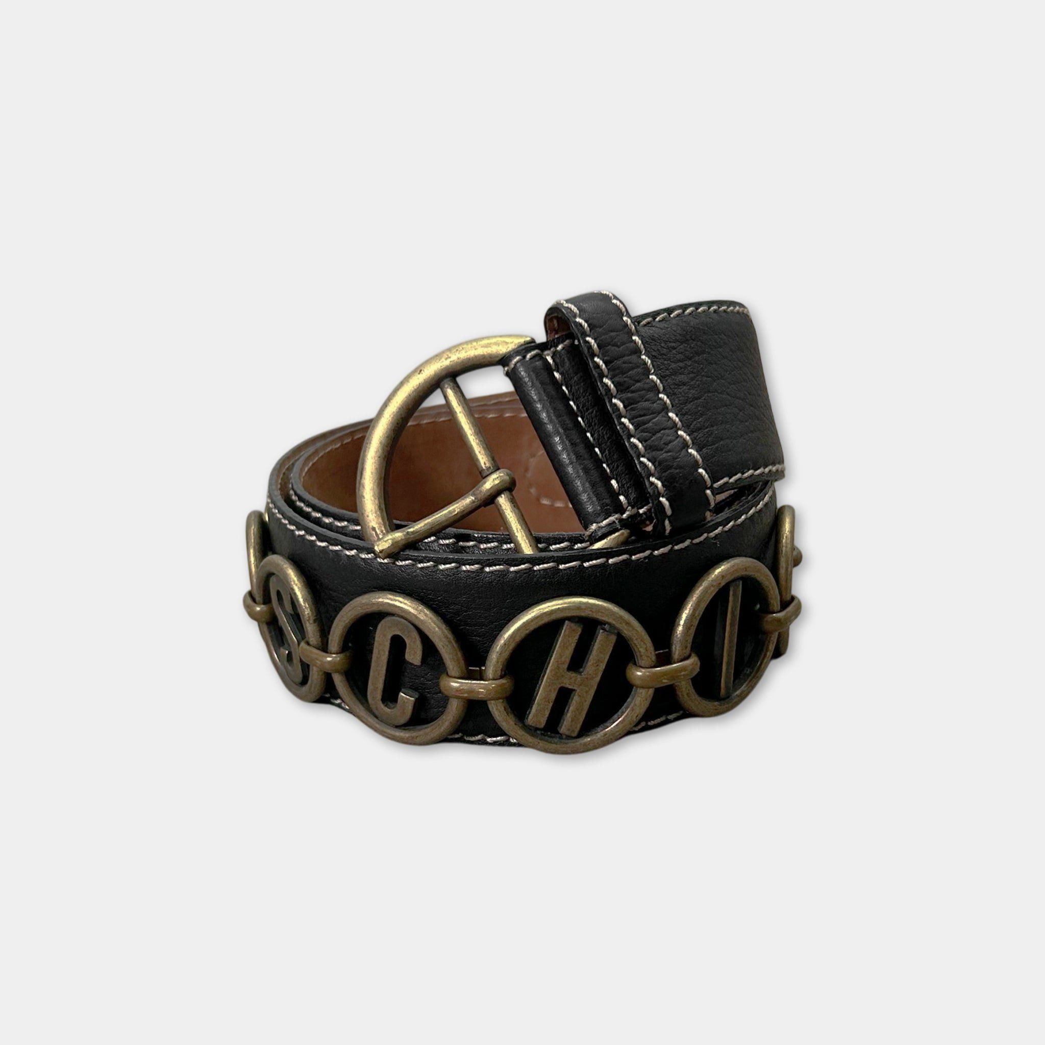Moschino 90's Moschino Logo Lettering Leather Belt Size ONE SIZE - 3 Thumbnail