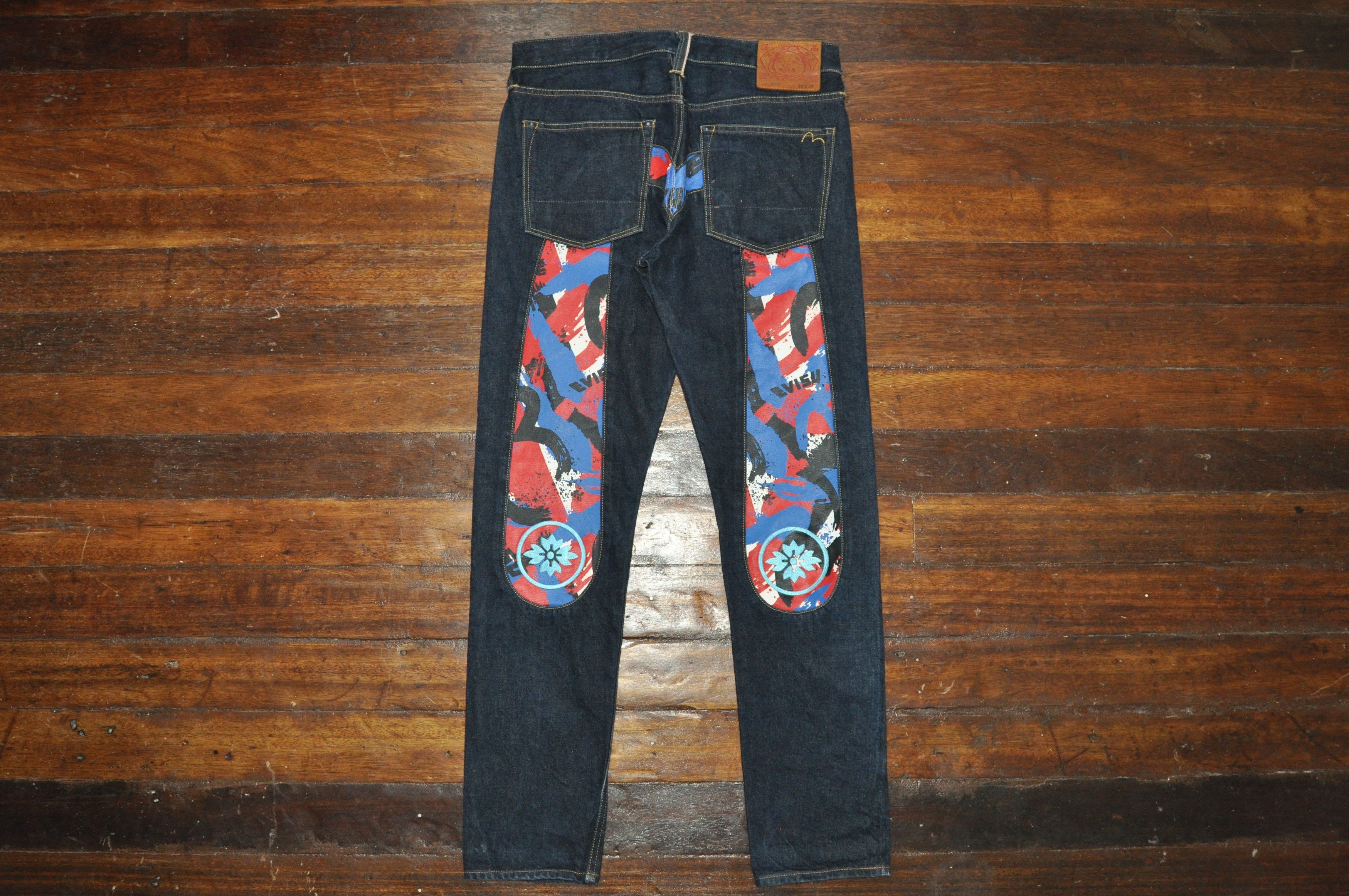 image of Evisu - 2017 Paint Splatter Daicock Logo Denim Jean, Men's (Size 32)