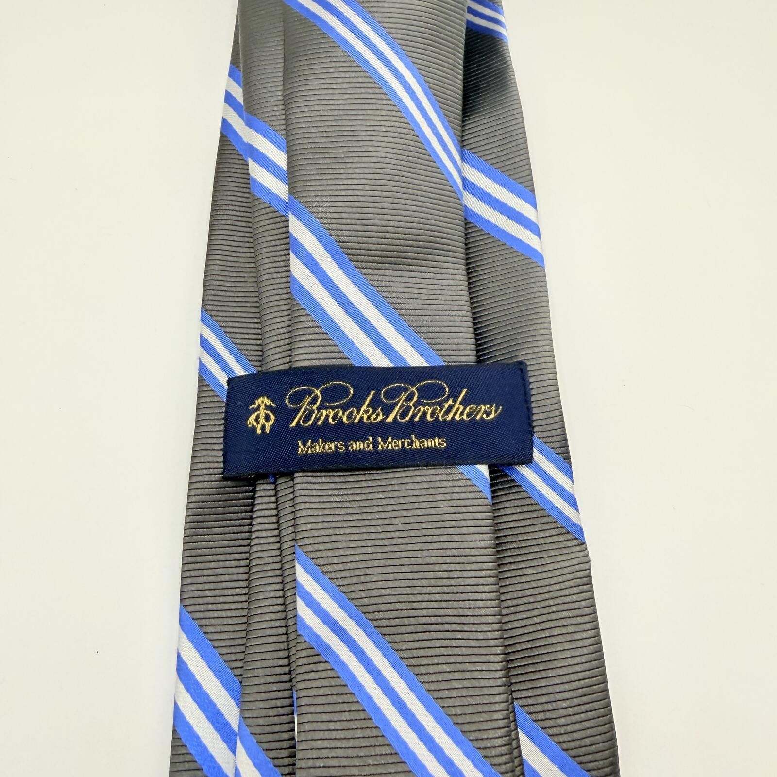 Brooks Brothers Brooks Brothers Tie Men's Blue Silver Stripe 100% Silk Size ONE SIZE - 1 Thumbnail