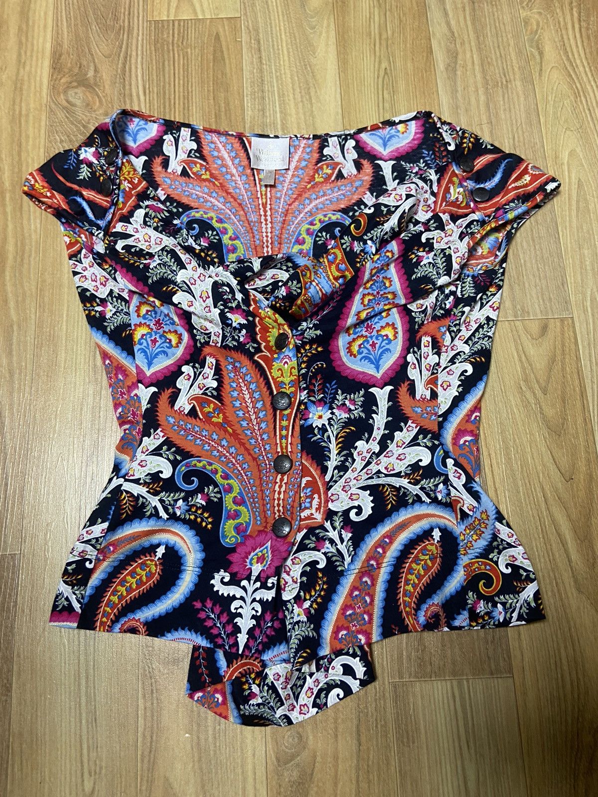 Vivienne Westwood 16 Vivienne Westwood 1994 paisley Corset Top T Shirt Vintage Size XL / US 12-14 / IT 48-50 - 1 Thumbnail