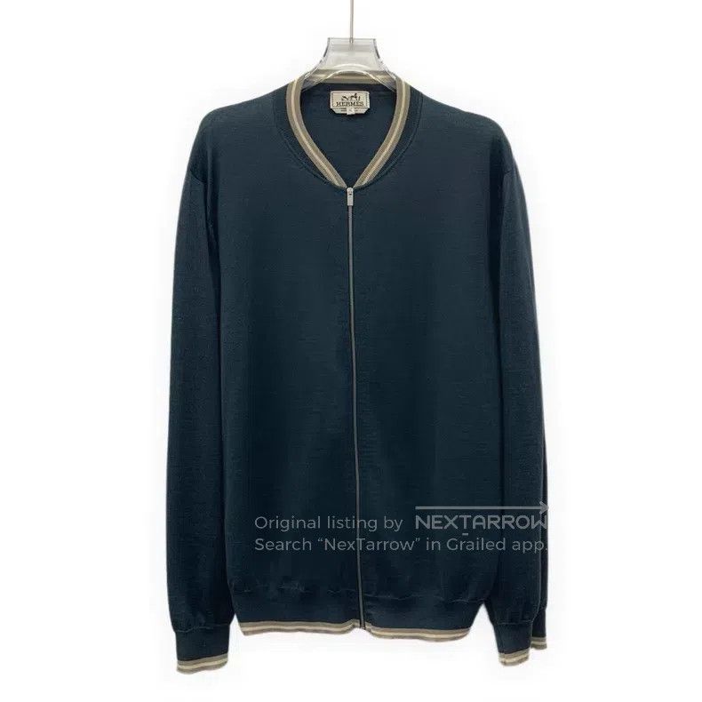 Hermes Hermes Dark green goat's wool stand collar zipper long-sle Size US XL / EU 56 / 4 - 1 Thumbnail