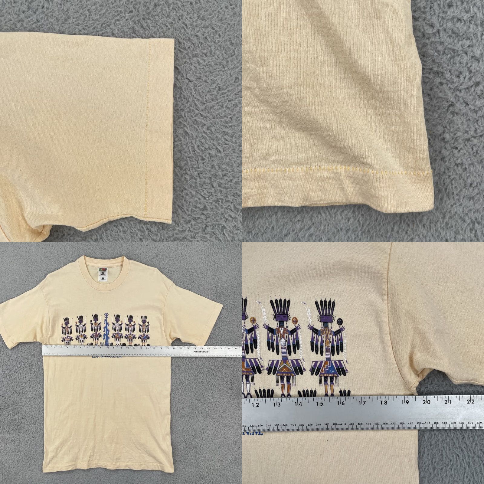 Fruit Of The Loom VINTAGE Fruit Of The Loom Shirt L Yellow Short Sleeve Crew Neck Mens USA 90s (Compiled from Original) Size US L / EU 52-54 / 3 - 8 Thumbnail