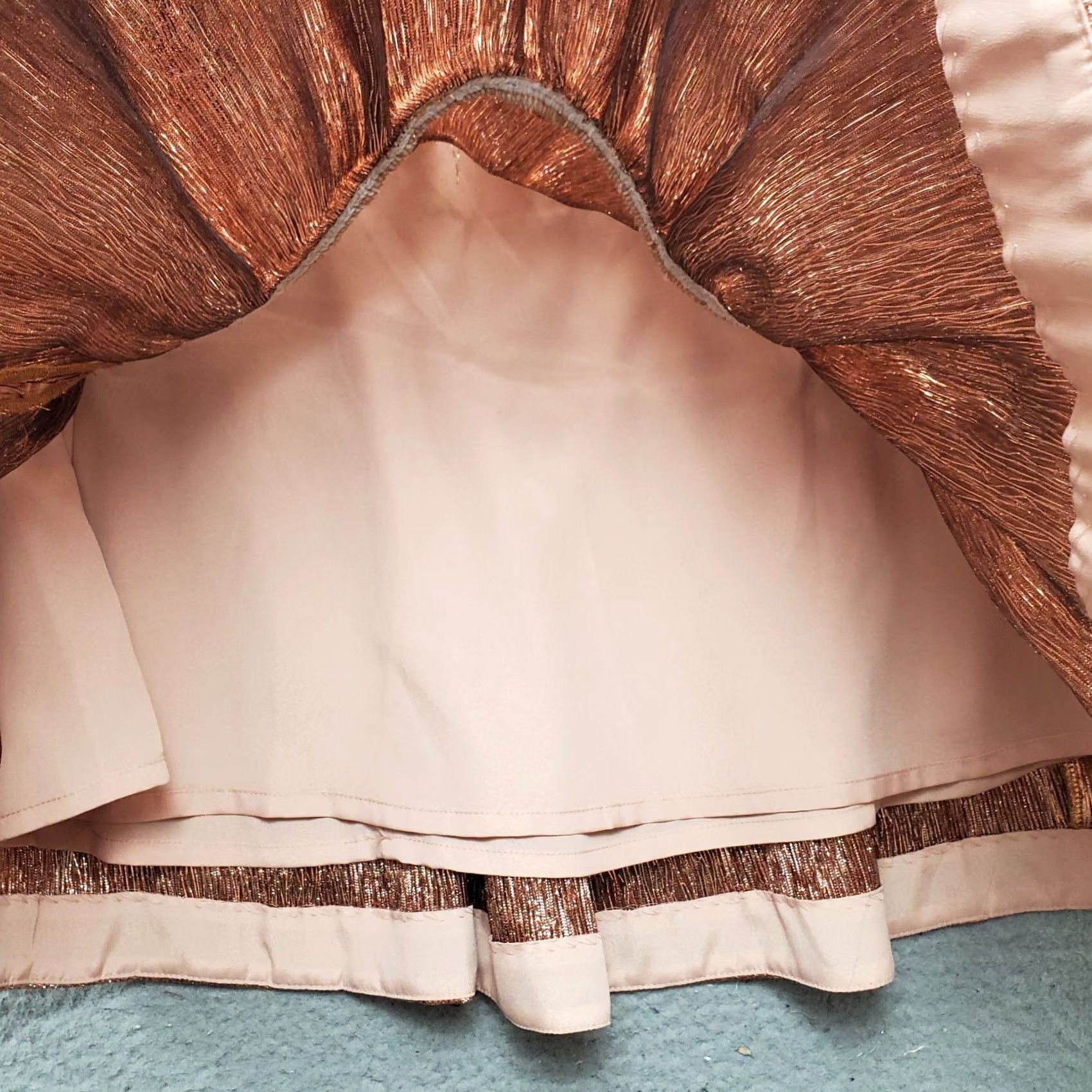 J.Crew J.CREW Fit & Flare Skirt Womens 8 Multi Copper Metallic Stretch Pleated Back Zip Size 30" / US 8 / IT 44 - 3 Thumbnail