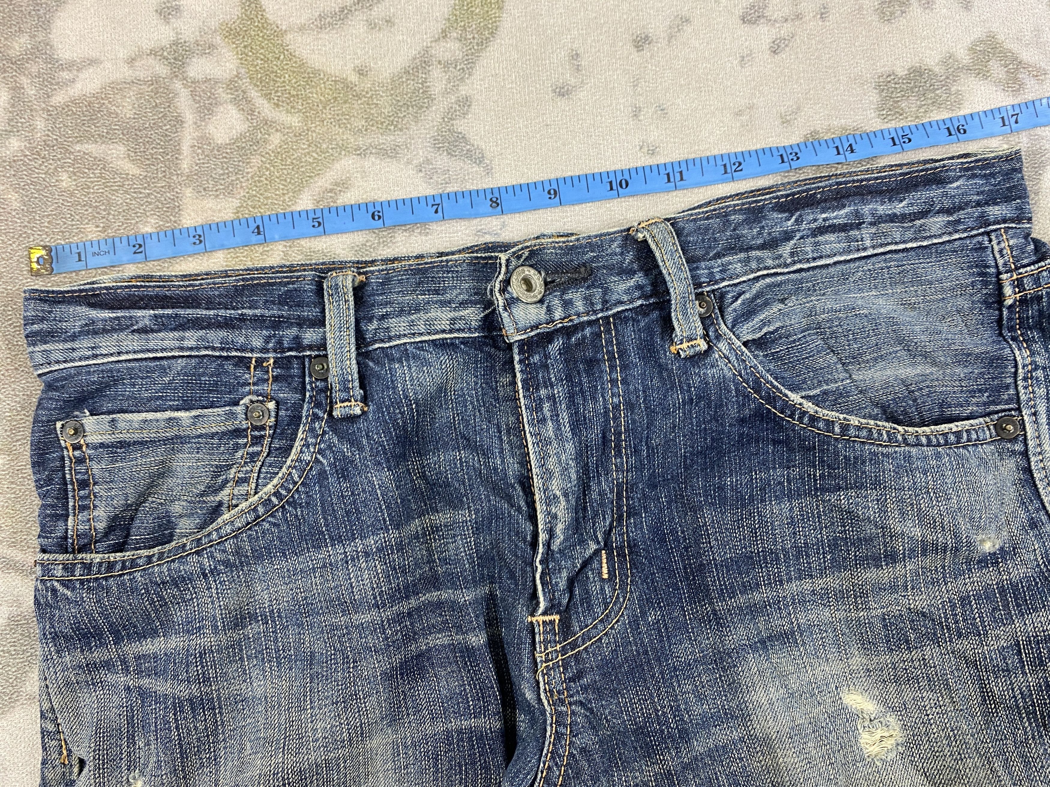 If Six Was Nine Blue Distressed Vintage Edwin Jeans 33x33 Denim- JN3828 Size US 33 - 5 Thumbnail