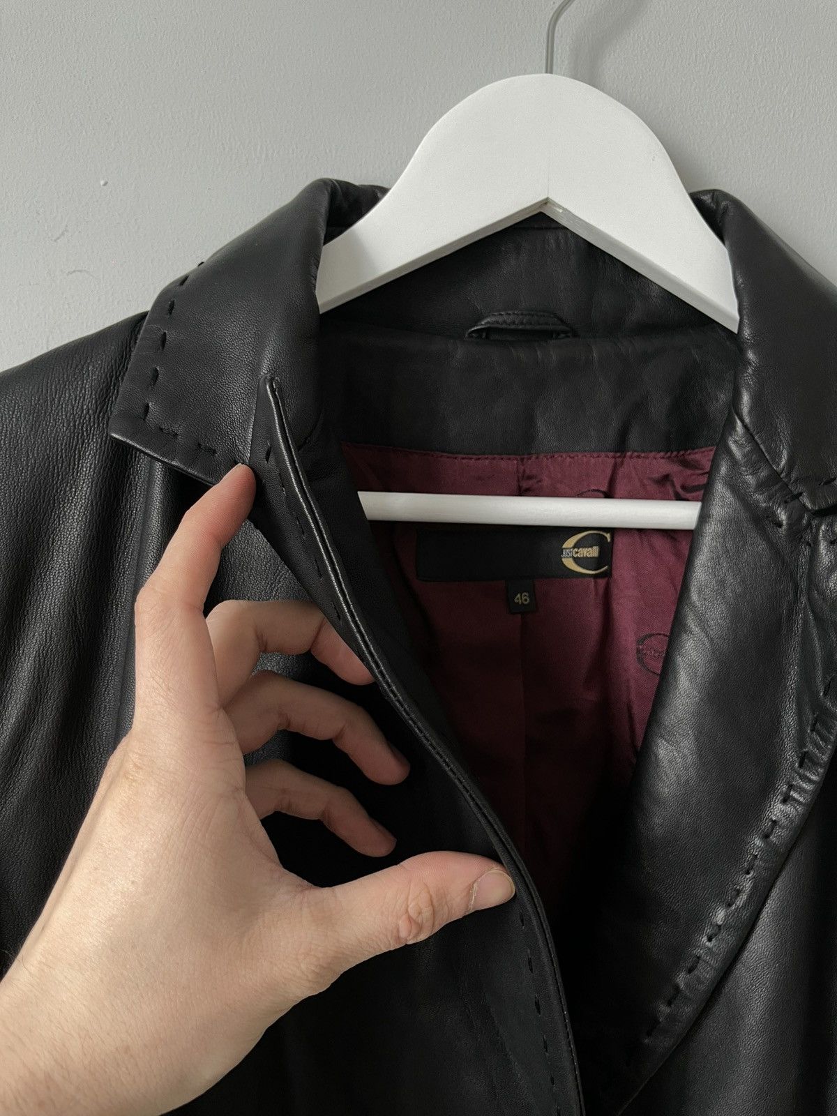 Roberto Cavalli Vintage Archive 00's Roberto Cavalli Leather Blazer Jacket Size 46R - 11 Thumbnail
