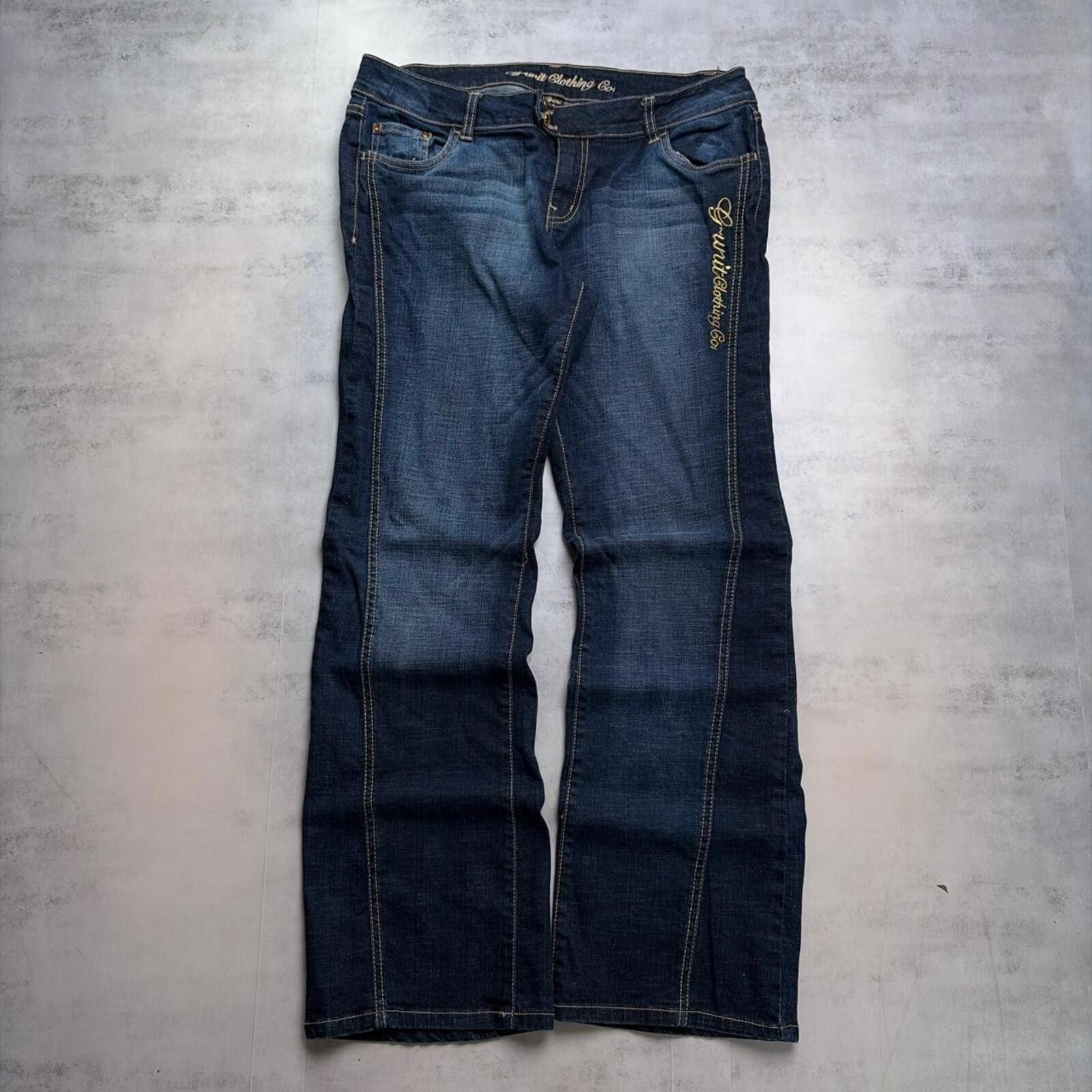Other Y2K Dark Wash G Unit Grunge Flared Denim Jeans Size 34" / US 12 / IT 48 - 2 Thumbnail