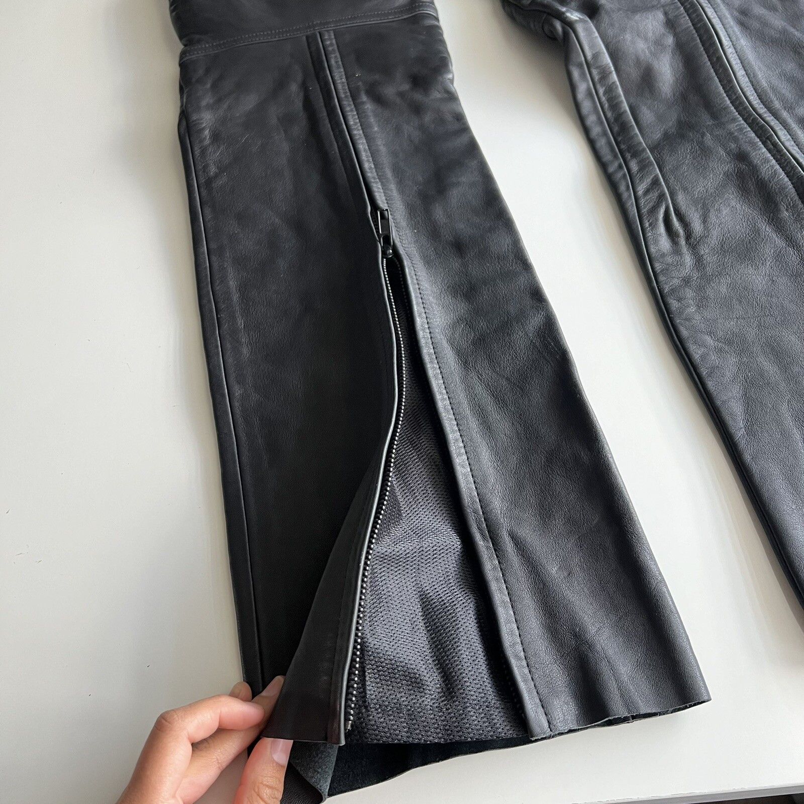 DKNY Vintage Archive DKNY Runway Sample Moto Leather Pants 1999 Size 24" / US 00 / IT 34 - 2 Thumbnail