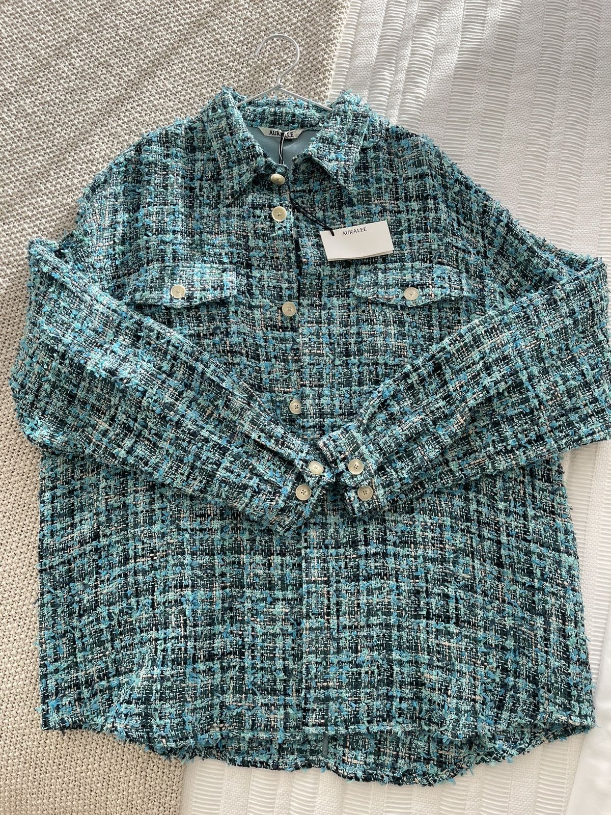 image of Auralee Homespun Summer Tweed in Blue, Men's (Size Medium)
