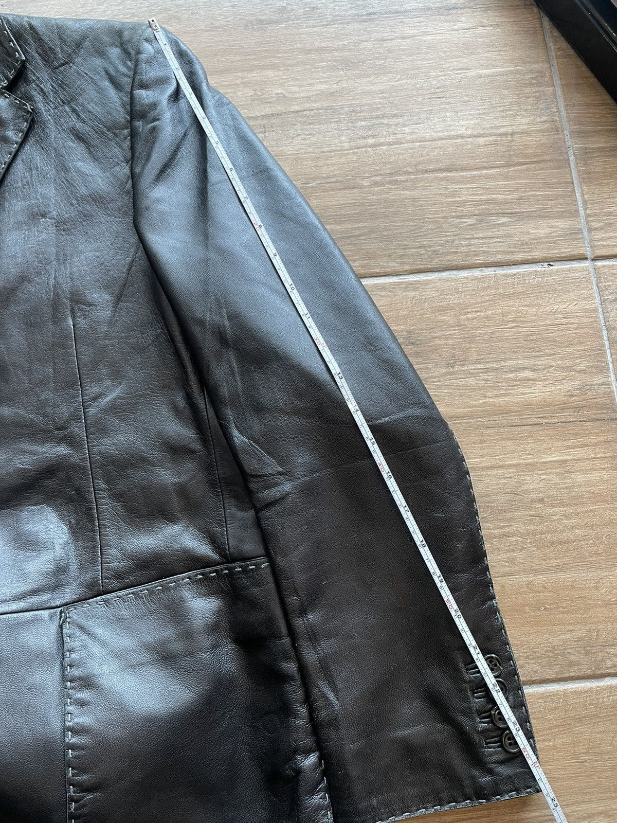 Japanese Brand × Le Grande Bleu (L.G.B.) × Tornado Mart Tornado Mart Leather Stitched Blazer Size US M / EU 48-50 / 2 - 22 Thumbnail