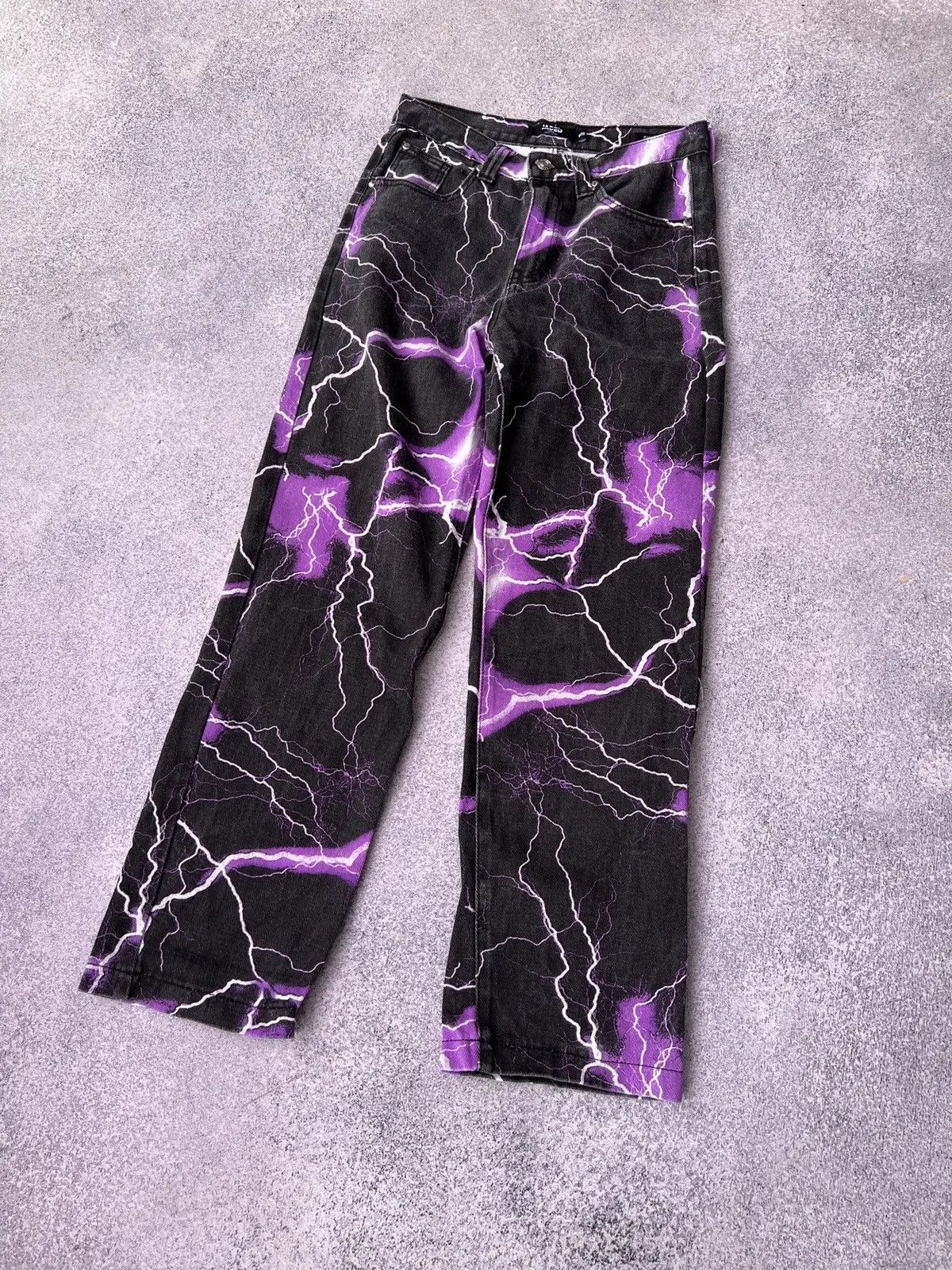 Jaded London × Vintage Vintage Jaded London women’s Purple Lightning Skate jeans Size 28" / US 6 / IT 42 - 3 Thumbnail
