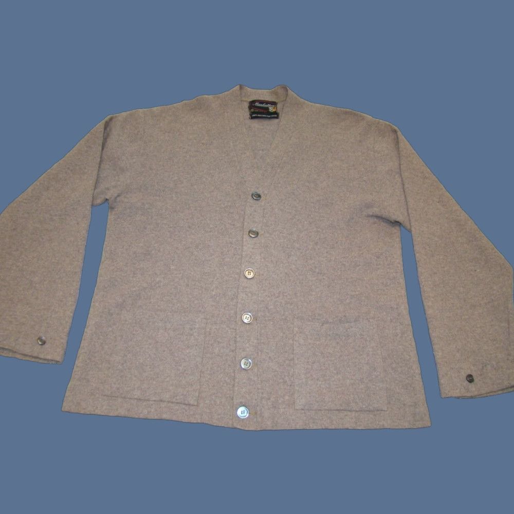 Vintage VINTAGE Manhattan Australian Wool Mens XL Knit Brown Cardigan Sweater Size US XL / EU 56 / 4 - 1 Thumbnail