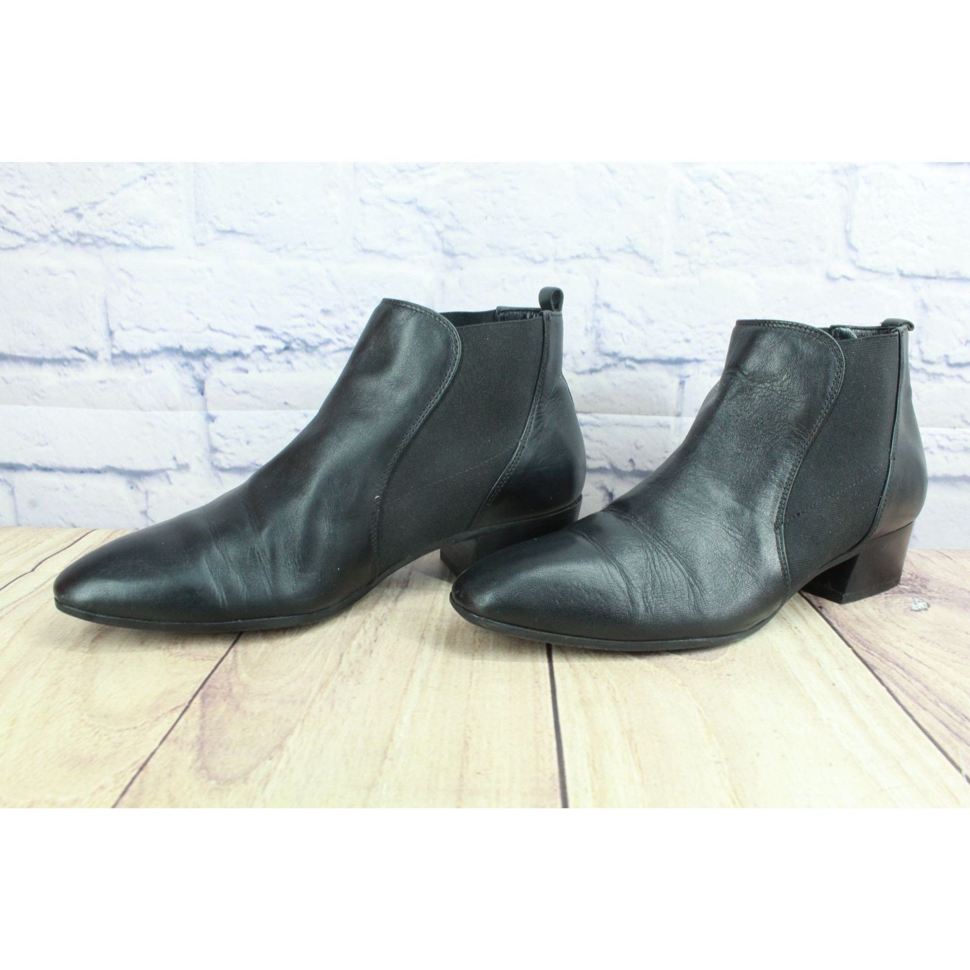 Aquatalia Aquatalia Black Leather Pointed-Toe Low Block Heel Ankle Boo Size US 8 / IT 38 - 2 Thumbnail