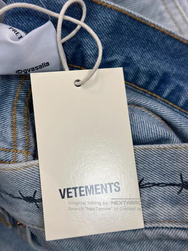 Vetements Vetements size M Sanskrit Thorn Pattern Printed Blue Denim Size US 27 - 4 Thumbnail