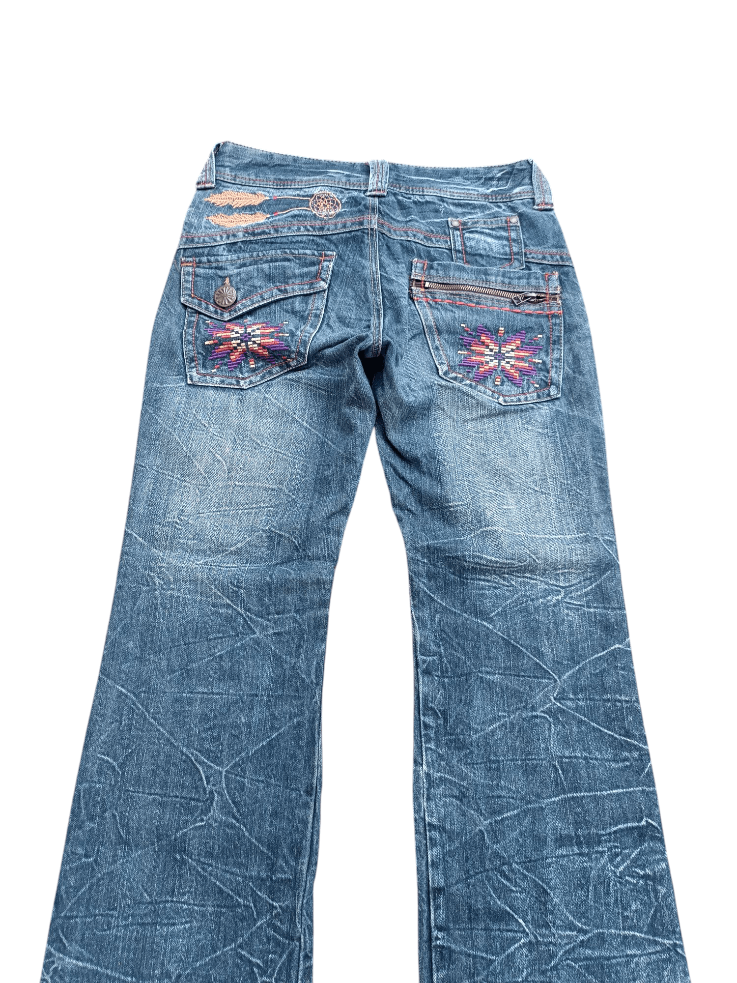 Japanese Brand Rare Vintage Japanese Brand Flared Embroidery Jeans E247 Size US 28 / EU 44 - 3 Thumbnail