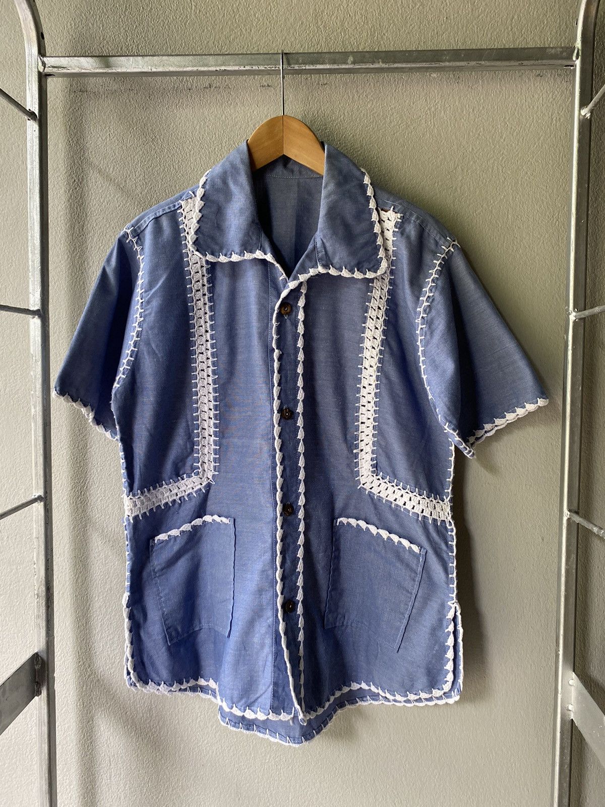 Vintage CROCHET LADDERWORK SHORT SLEEVE SHIRT NOT BODE Size US M / EU 48-50 / 2 - 12 Thumbnail
